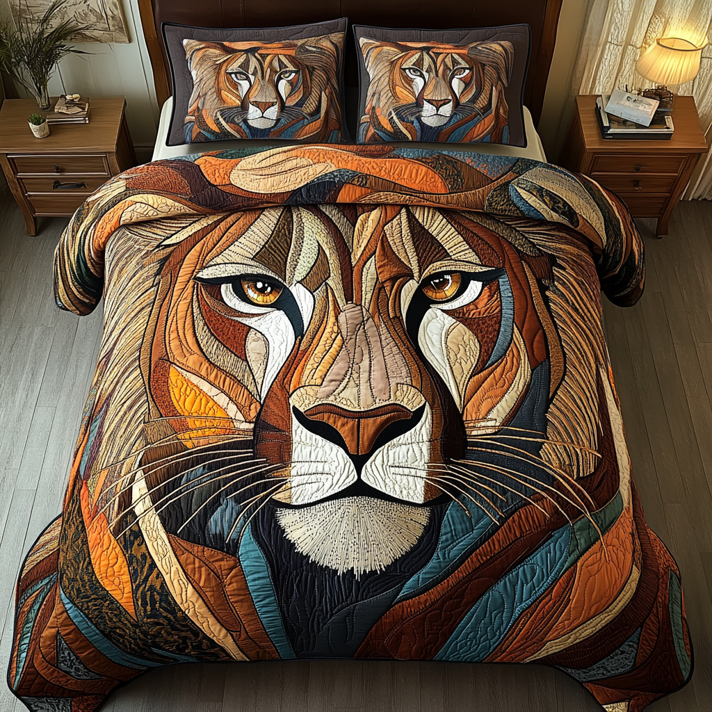 The Regal Roar Quilted Bedding Set Duvet Cover Bedspread Gifts For Lion Lovers The Regal Roar Quilted Bedding Set Duvet Cover Bedspread Gifts For Lion Lovers