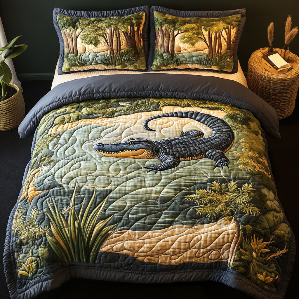 The Reptile Realm Quilted Bedding Set Duvet Cover Bed Sheet Set Crocodile Alligator Themed Gifts The Reptile Realm Quilted Bedding Set Duvet Cover Bed Sheet Set Crocodile Alligator Themed Gifts