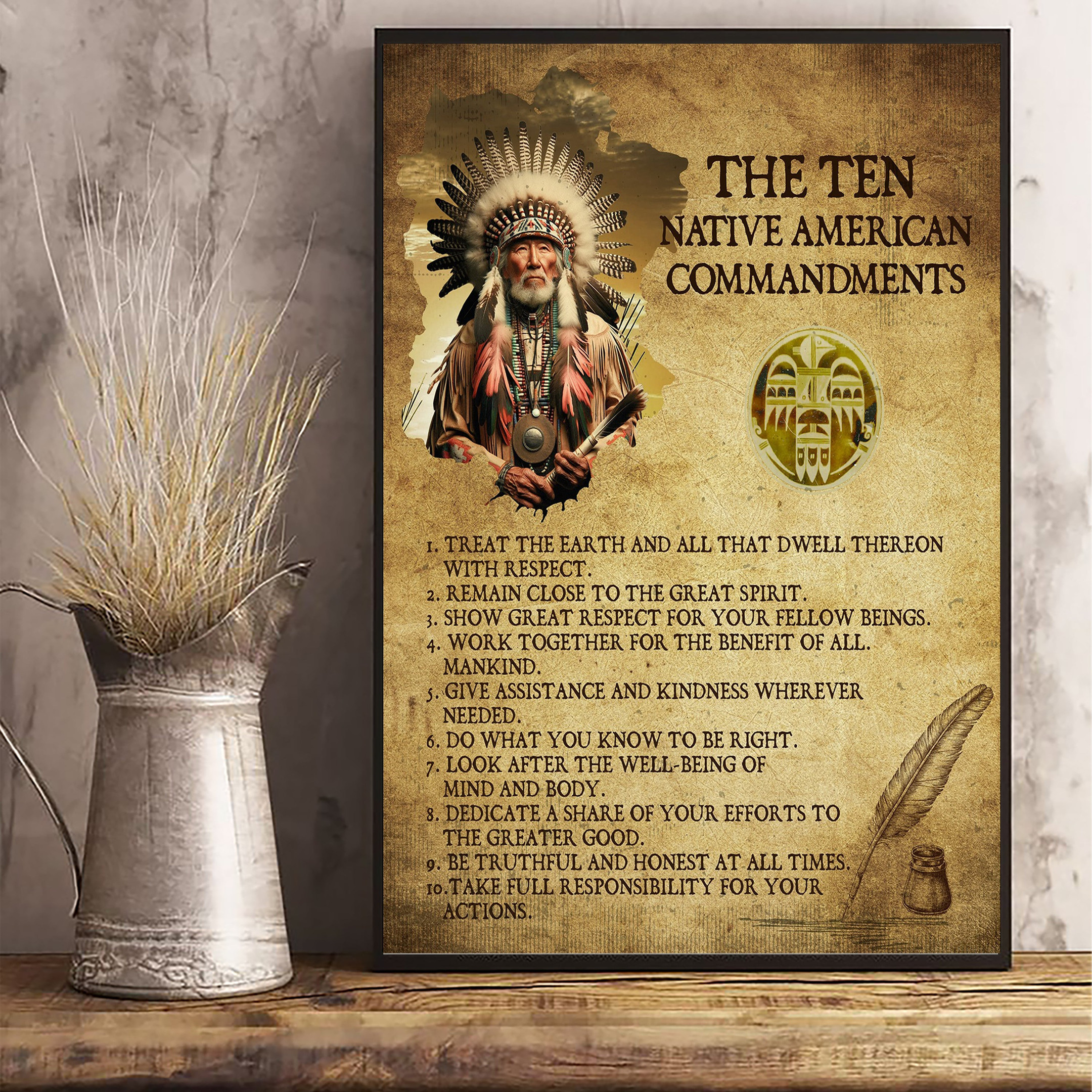 The Ten Native American Commandments Vintage Poster Native American Themed Gifts The Ten Native American Commandments Vintage Poster Native American Themed Gifts