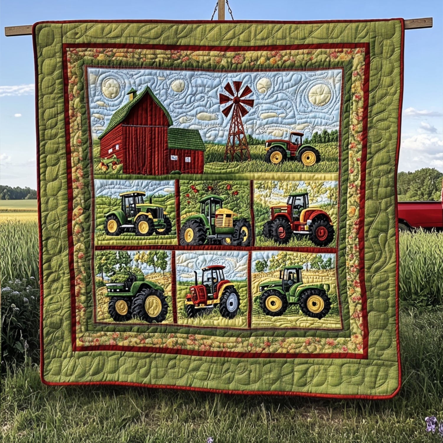 The Tractor Path Quilted Blanket Cute Throw Blanket Tractor Gifts The Tractor Path Quilted Blanket Cute Throw Blanket Tractor Gifts