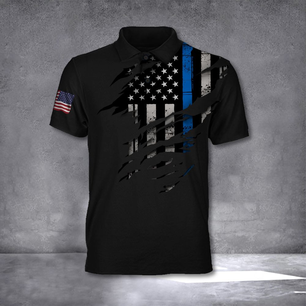 Thin Blue Line Polo Shirt USA Flag Tee Support Law Enforcement Blue Line Clothing Thin Blue Line Polo Shirt USA Flag Tee Support Law Enforcement Blue Line Clothing