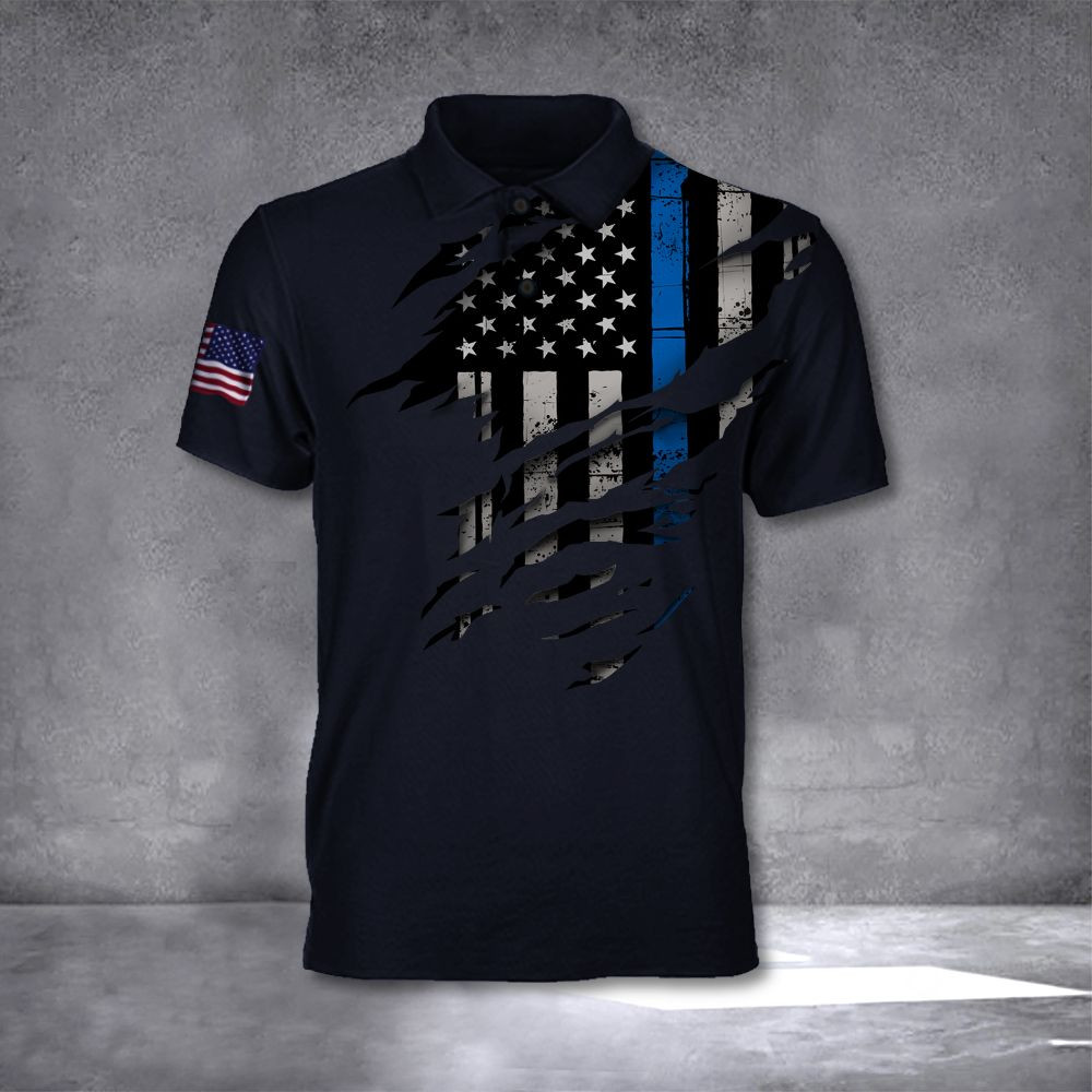 Thin Blue Line Polo Shirt USA Flag Tee Support Law Enforcement Blue Line Clothing Thin Blue Line Polo Shirt USA Flag Tee Support Law Enforcement Blue Line Clothing