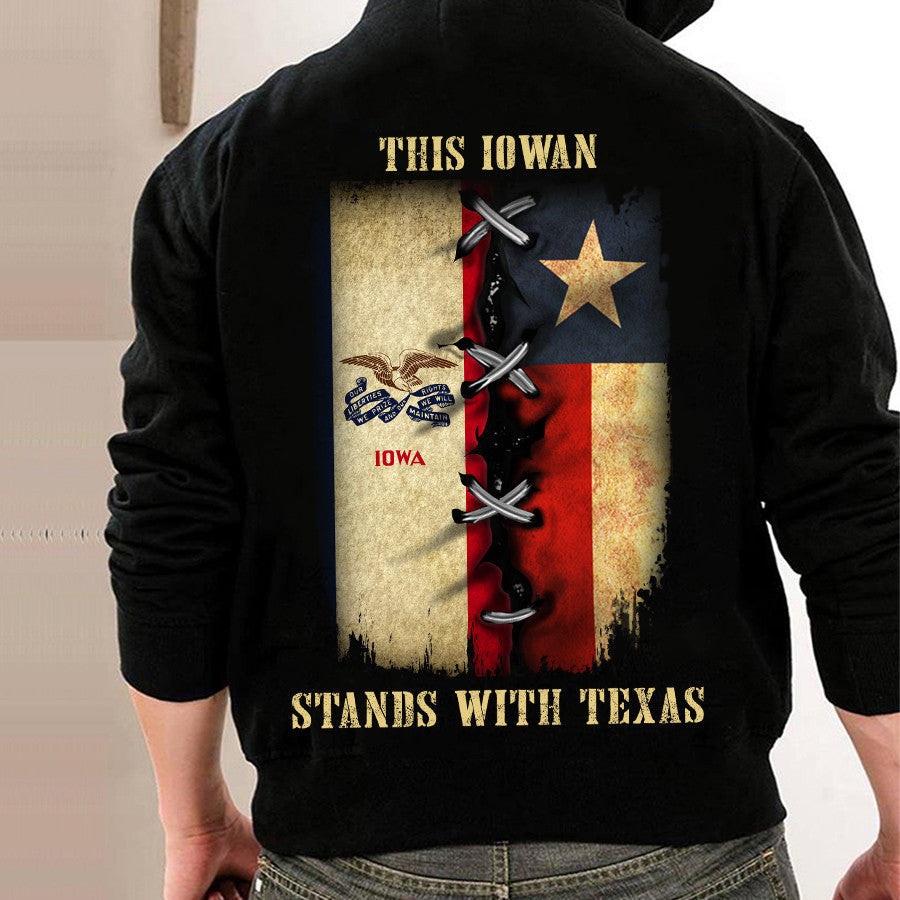 This Iowan Stands With Texas Hoodie Iowa Support Texas Hoodie Patriotic Clothing This Iowan Stands With Texas Hoodie Iowa Support Texas Hoodie Patriotic Clothing
