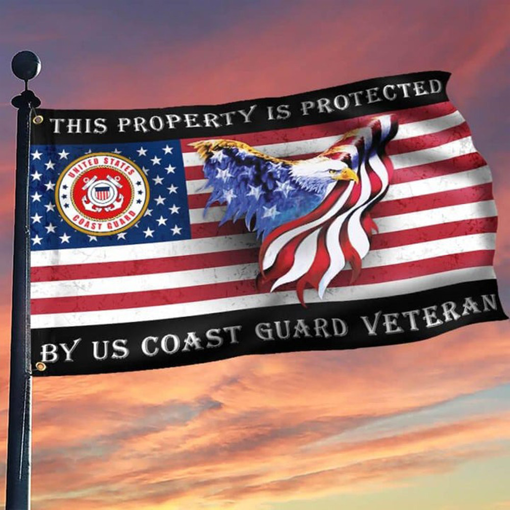 This Property Is Protected By US Coast Guard Veteran Flag Patriotic USA Eagle USCG Flag Outdoor This Property Is Protected By US Coast Guard Veteran Flag Patriotic USA Eagle USCG Flag Outdoor