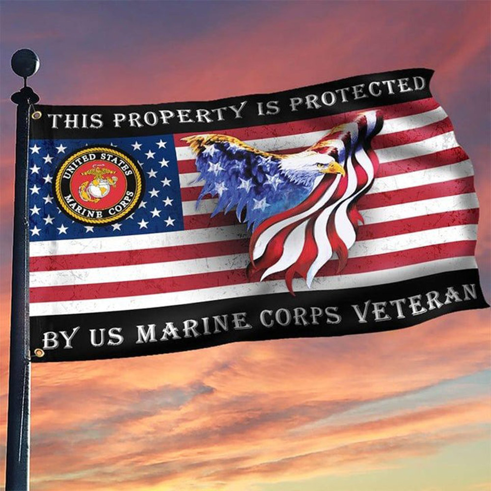This Property Is Protected By US Marine Corps Veteran Flag Patriotic Eagle USA Flag USMC Merch This Property Is Protected By US Marine Corps Veteran Flag Patriotic Eagle USA Flag USMC Merch