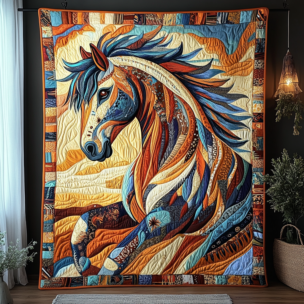 Thunder Hoof Quilted Blanket Cute Colorful Blanket Christmas Gifts For Horse Owners Thunder Hoof Quilted Blanket Cute Colorful Blanket Christmas Gifts For Horse Owners