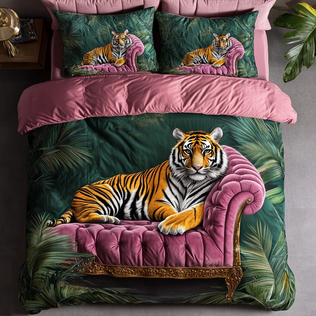 Tiger Stripes Quilted Bedding Set Duvet Cover Bed Sheet Set Tiger Gifts For Adults Tiger Stripes Quilted Bedding Set Duvet Cover Bed Sheet Set Tiger Gifts For Adults