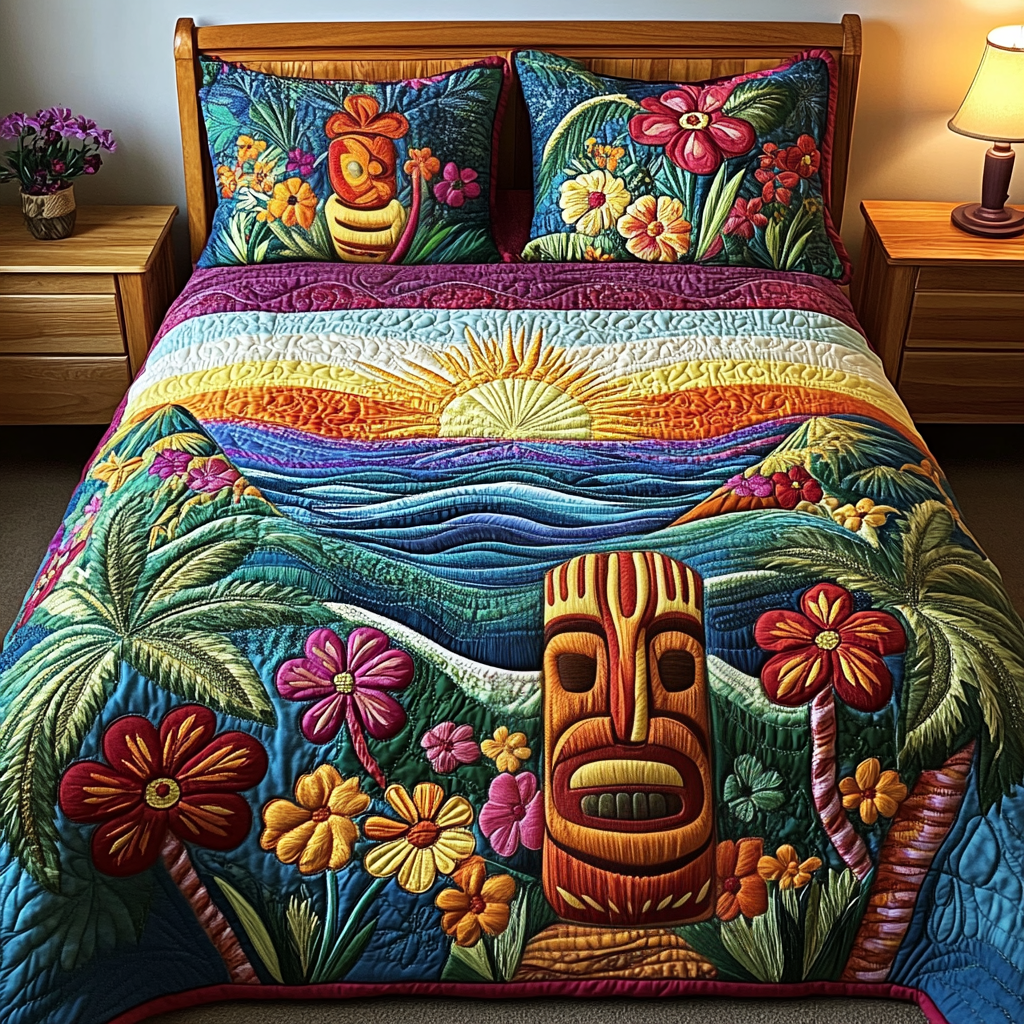 Tiki Spirit Quilted Bedding Set Duvet Cover Bedspread Unique Brother Gifts Tiki Spirit Quilted Bedding Set Duvet Cover Bedspread Unique Brother Gifts