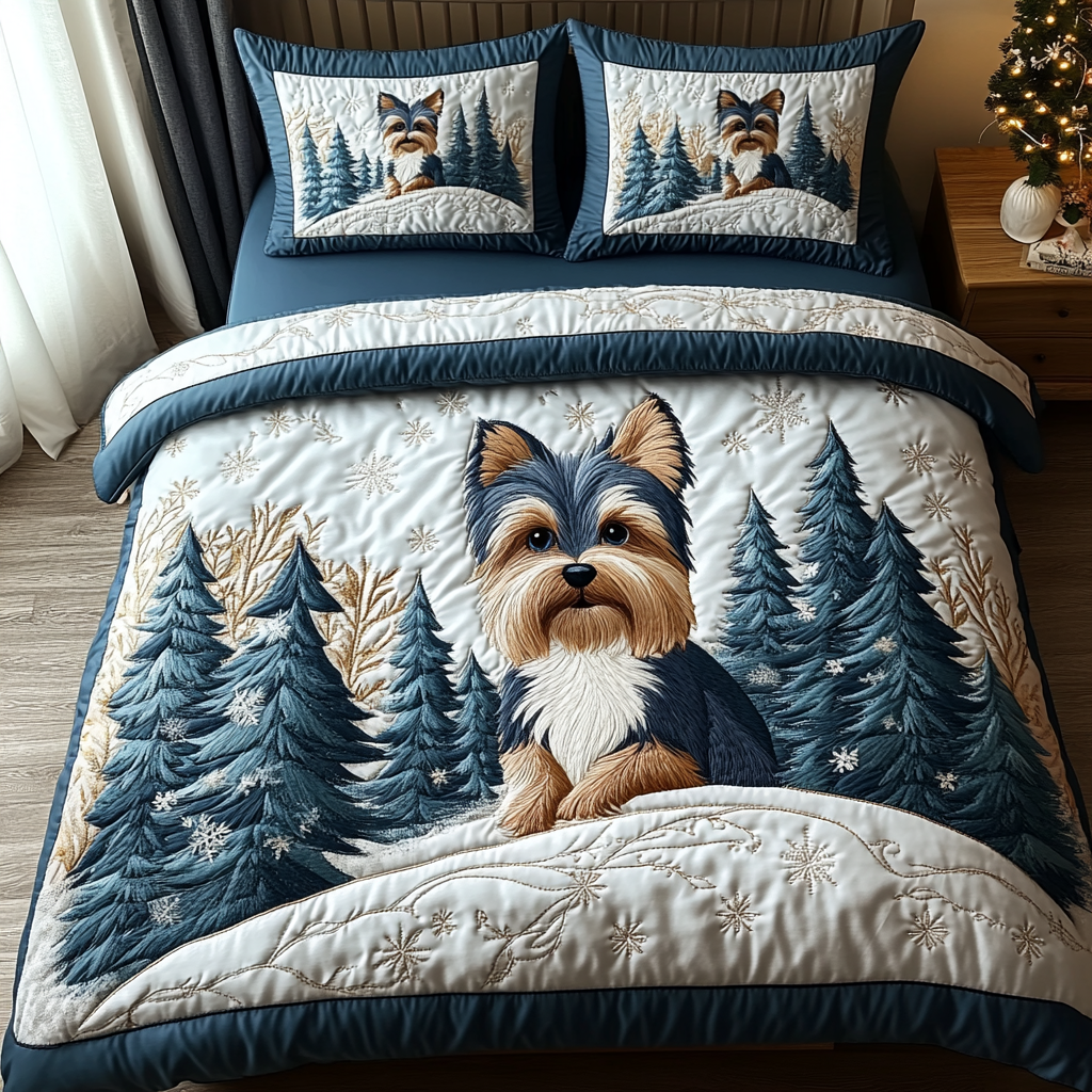 Tiny Terrier Quilted Bedding Set Duvet Cover Bed Sheet Set Best Gifts For Yorkshire Terrier Lovers Tiny Terrier Quilted Bedding Set Duvet Cover Bed Sheet Set Best Gifts For Yorkshire Terrier Lovers