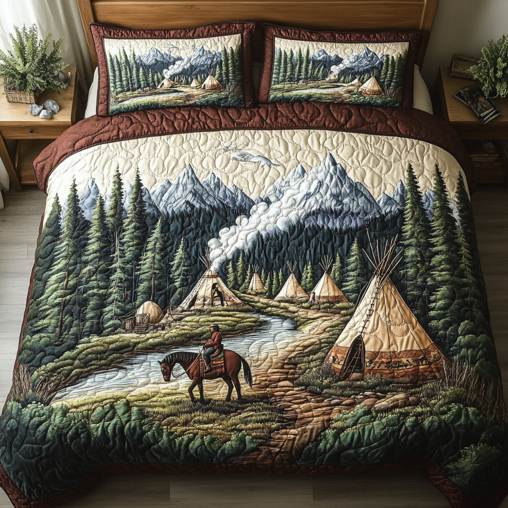 Tipi Adventure Quilted Bedding Set Duvet Cover Merch Gift For Horse Lover Woman Tipi Adventure Quilted Bedding Set Duvet Cover Merch Gift For Horse Lover Woman