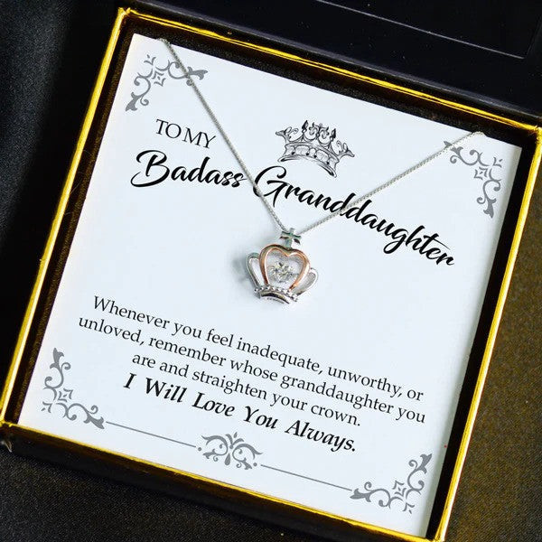 To My Badass Granddaughter Crown Pendant Necklace Granddaughter Gifts From Grandma To My Badass Granddaughter Crown Pendant Necklace Granddaughter Gifts From Grandma