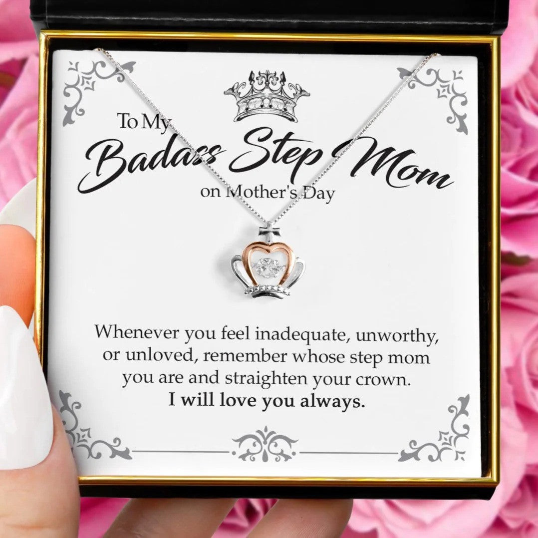To My Badass Step Mom Mother's Day Crown Pendant Necklace Mothers Day Necklace Jewelry Gifts For Step Mother To My Badass Step Mom Mother's Day Crown Pendant Necklace Mothers Day Necklace Jewelry Gifts For Step Mother