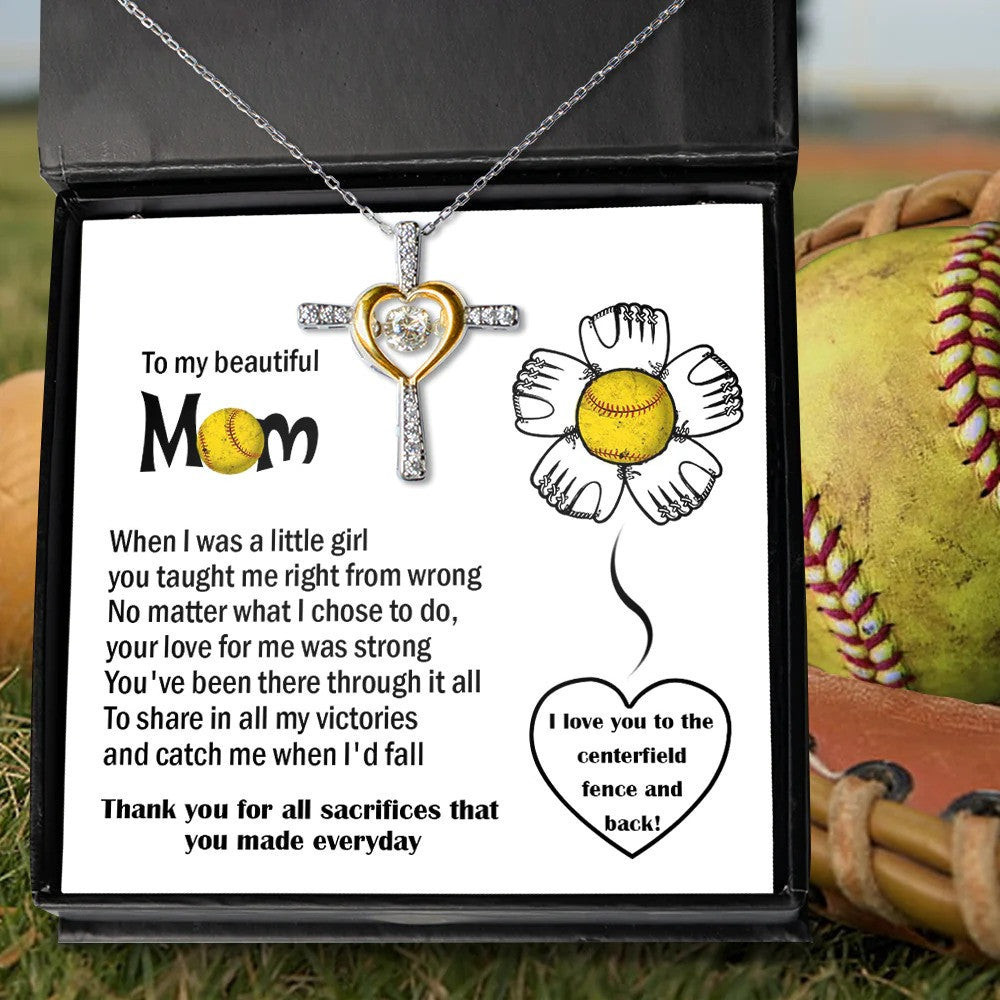 To My Beautiful Softball Mom Heart Cross Necklace Thank You For All Sacrifices You Made Everyday