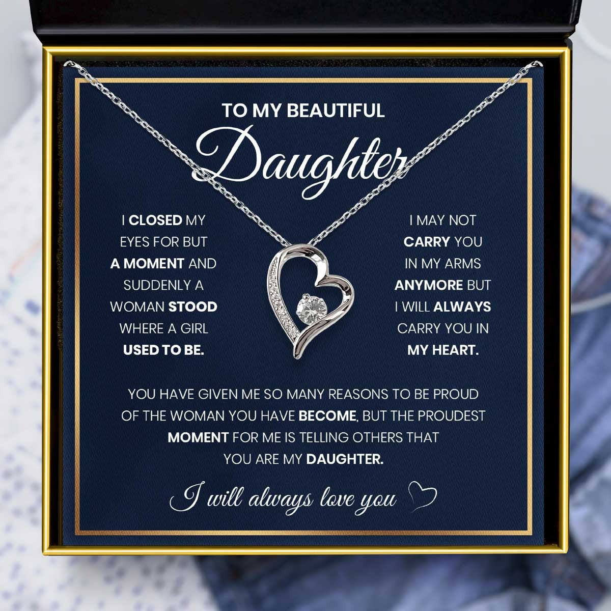 To My Daughter Silver Heart Necklace Solitaire Crystal Necklace Mother Daughter Jewellery Gifts To My Daughter Silver Heart Necklace Solitaire Crystal Necklace Mother Daughter Jewellery Gifts