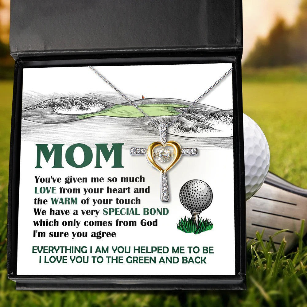 To My Golf Mom Heart Cross Necklace I Love You To The Green And Back Mother's Day Gifts Necklace