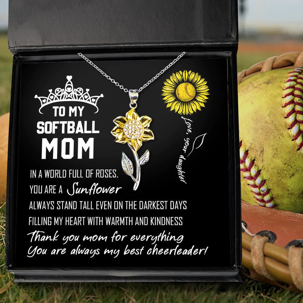 To My Softball Mom Gold Sunflower Necklace Mom Necklace From Daughter Thank You Mom For Everything To My Softball Mom Gold Sunflower Necklace Mom Necklace From Daughter Thank You Mom For Everything