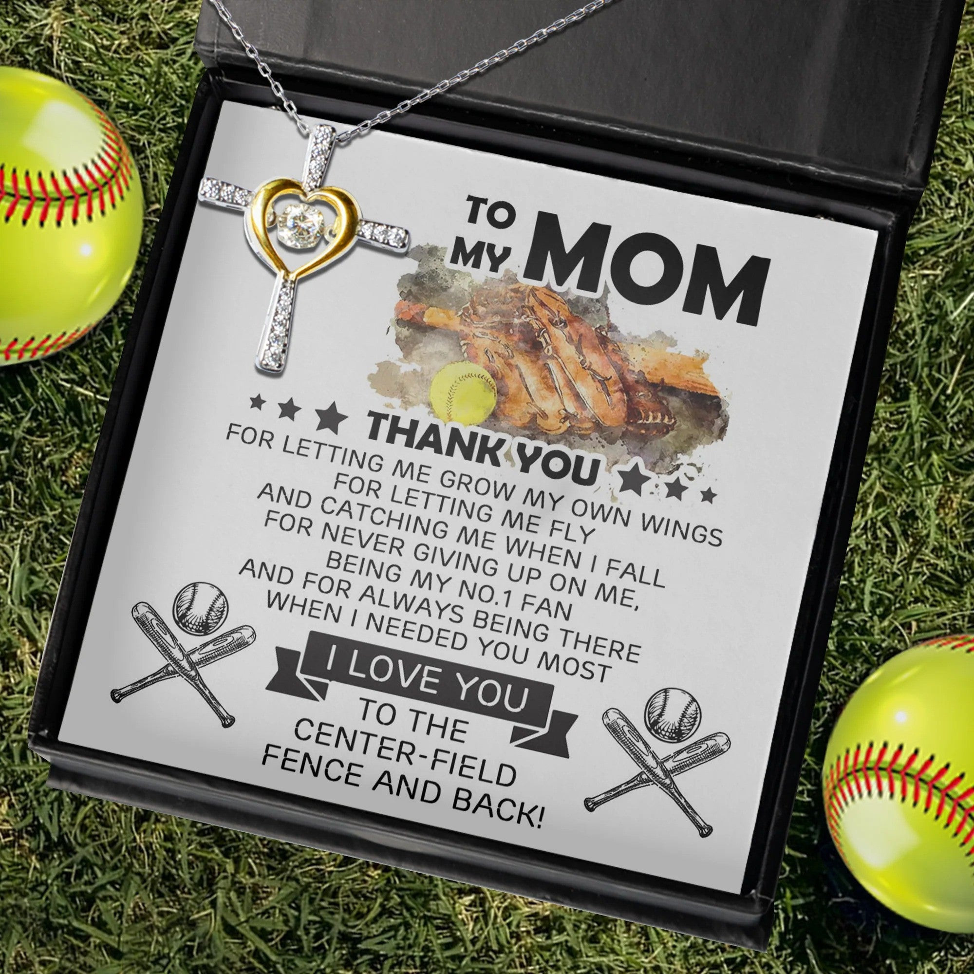 To My Softball Mom Heart Cross Necklace Silver Heart Cross Dancing Necklace Softball Mom Mother's Day Gifts To My Softball Mom Heart Cross Necklace Silver Heart Cross Dancing Necklace Softball Mom Mother's Day Gifts