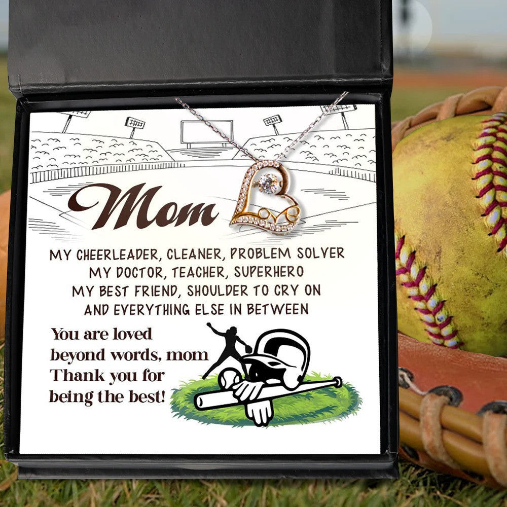 To My Softball Mom Heart Love Dancing Necklace For Mom Softball Player Mothers Day Jewelry