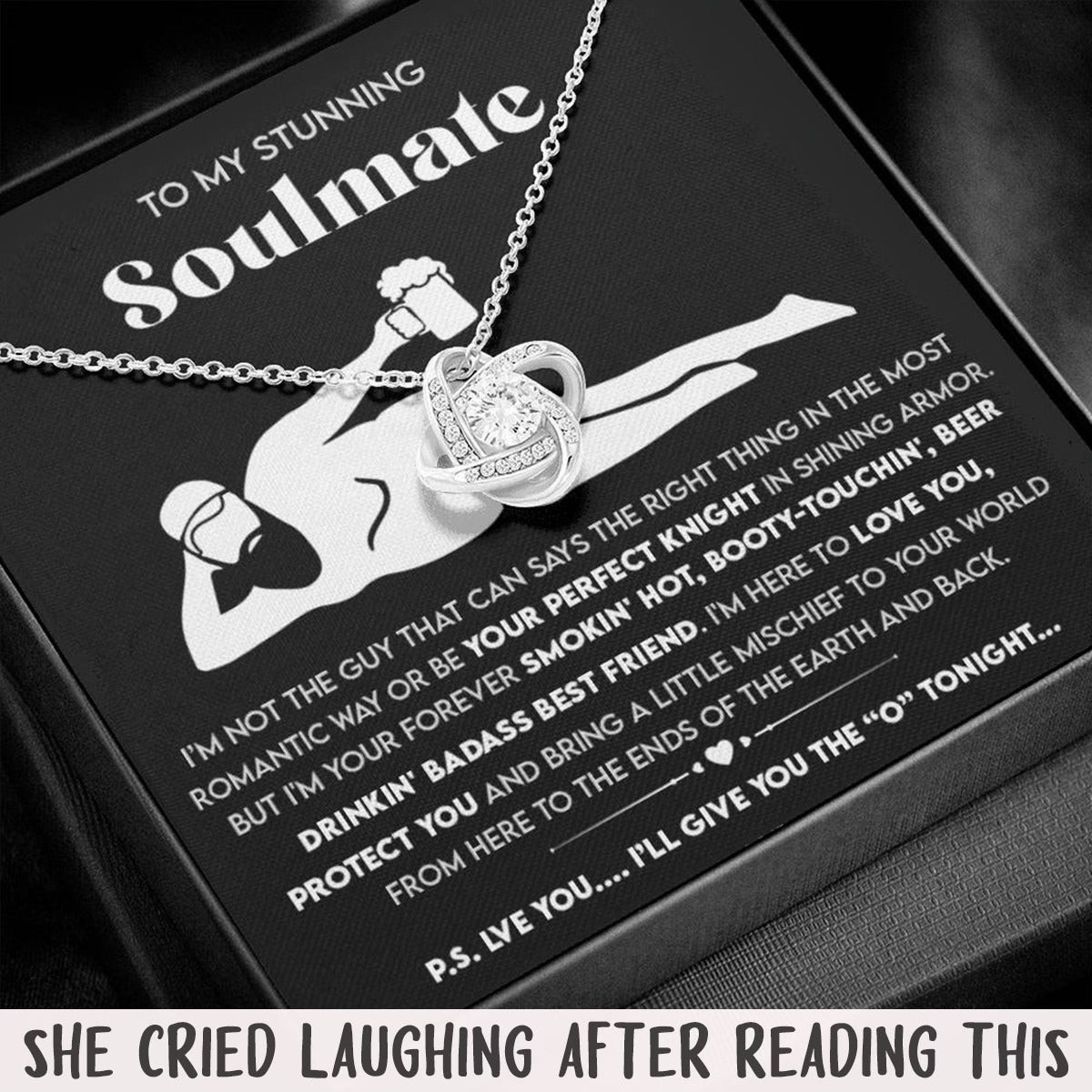 To My Stunning Soulmate Silver Love Knot Necklace Best Funny Birthday Gifts For Her To My Stunning Soulmate Silver Love Knot Necklace Best Funny Birthday Gifts For Her