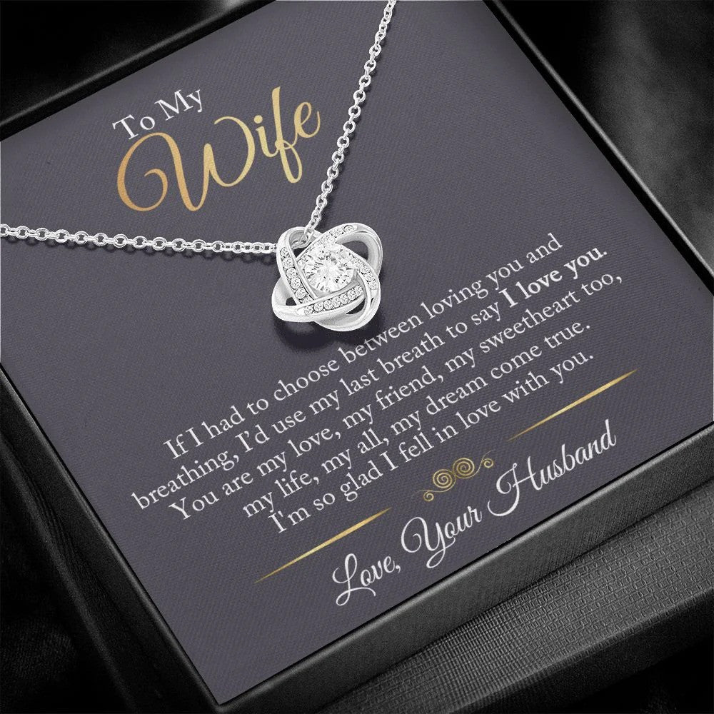 To My Wife Love Knot Necklace With Message Mother's Day Jewelry Gifts For Wife From Husband To My Wife Love Knot Necklace With Message Mother's Day Jewelry Gifts For Wife From Husband