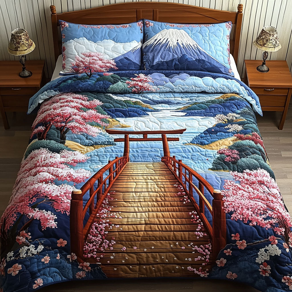 Torii at Dusk Quilted Bedding Set Duvet Cover Bed Sheet Set Fuji Mountain Japanese Gifts Torii at Dusk Quilted Bedding Set Duvet Cover Bed Sheet Set Fuji Mountain Japanese Gifts