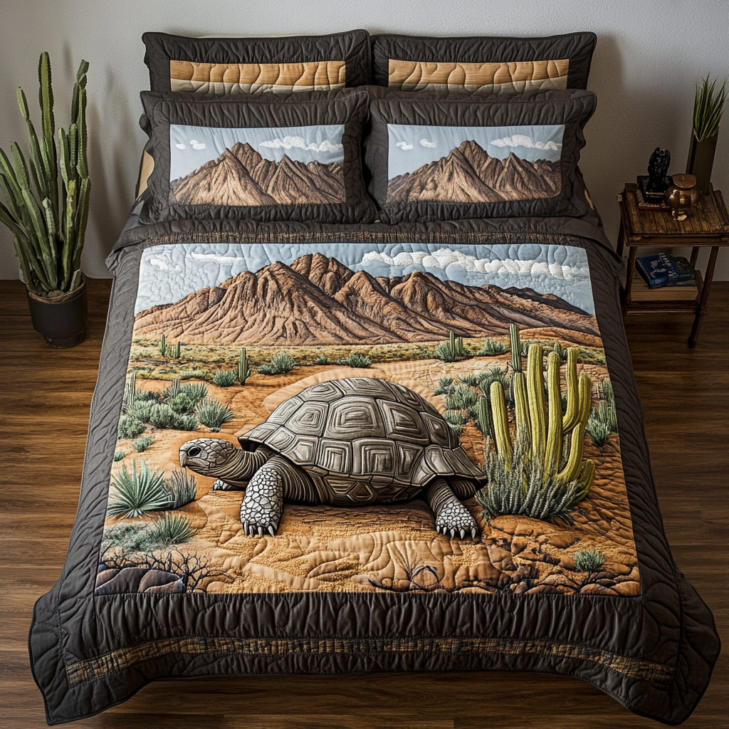 Tortoise Trek Quilted Bedding Set Duvet Cover Bedspread Presents For Turtle Lovers Tortoise Trek Quilted Bedding Set Duvet Cover Bedspread Presents For Turtle Lovers