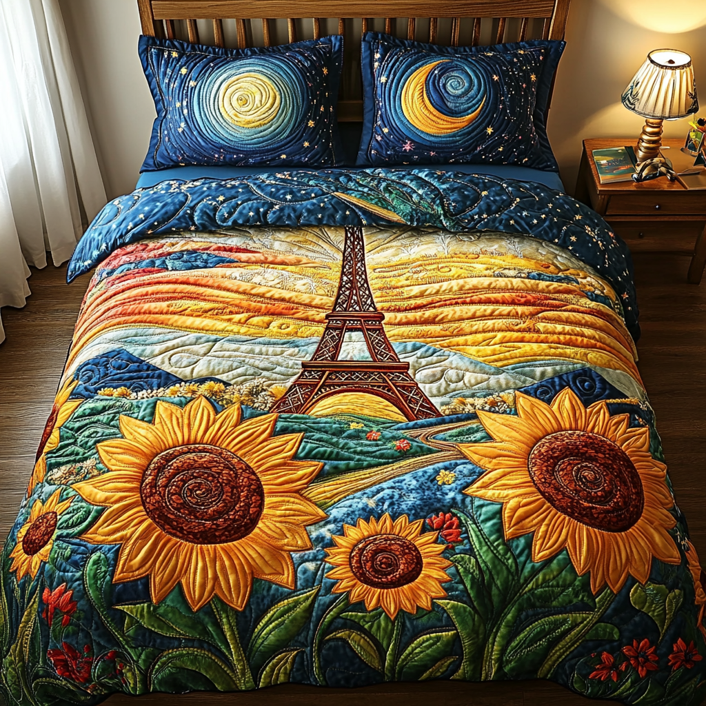 Tower Bliss Quilted Bedding Set Duvet Cover Bedspread Gifts For People Who Love Paris Tower Bliss Quilted Bedding Set Duvet Cover Bedspread Gifts For People Who Love Paris