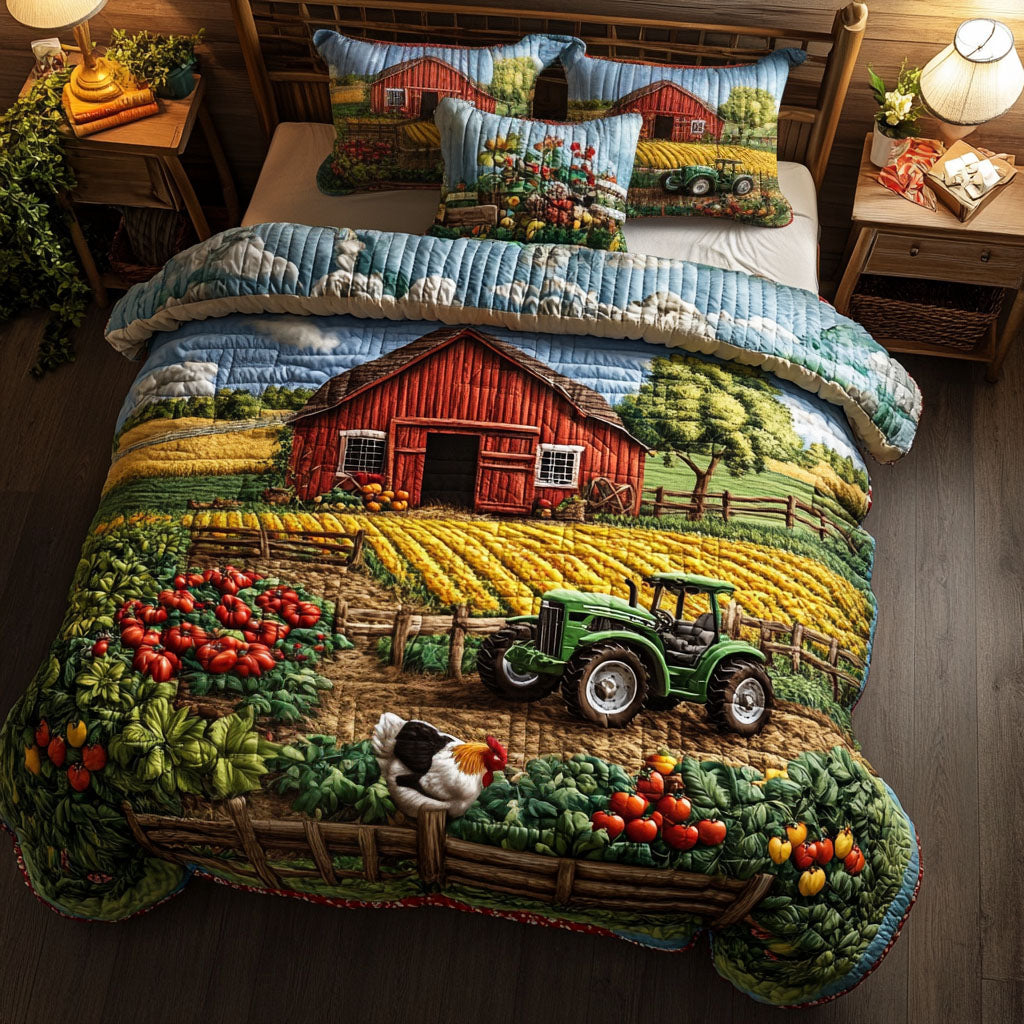 Tractor in Field Quilted Bedding Set Duvet Cover Bedspread Tractor Gifts For Men Tractor in Field Quilted Bedding Set Duvet Cover Bedspread Tractor Gifts For Men