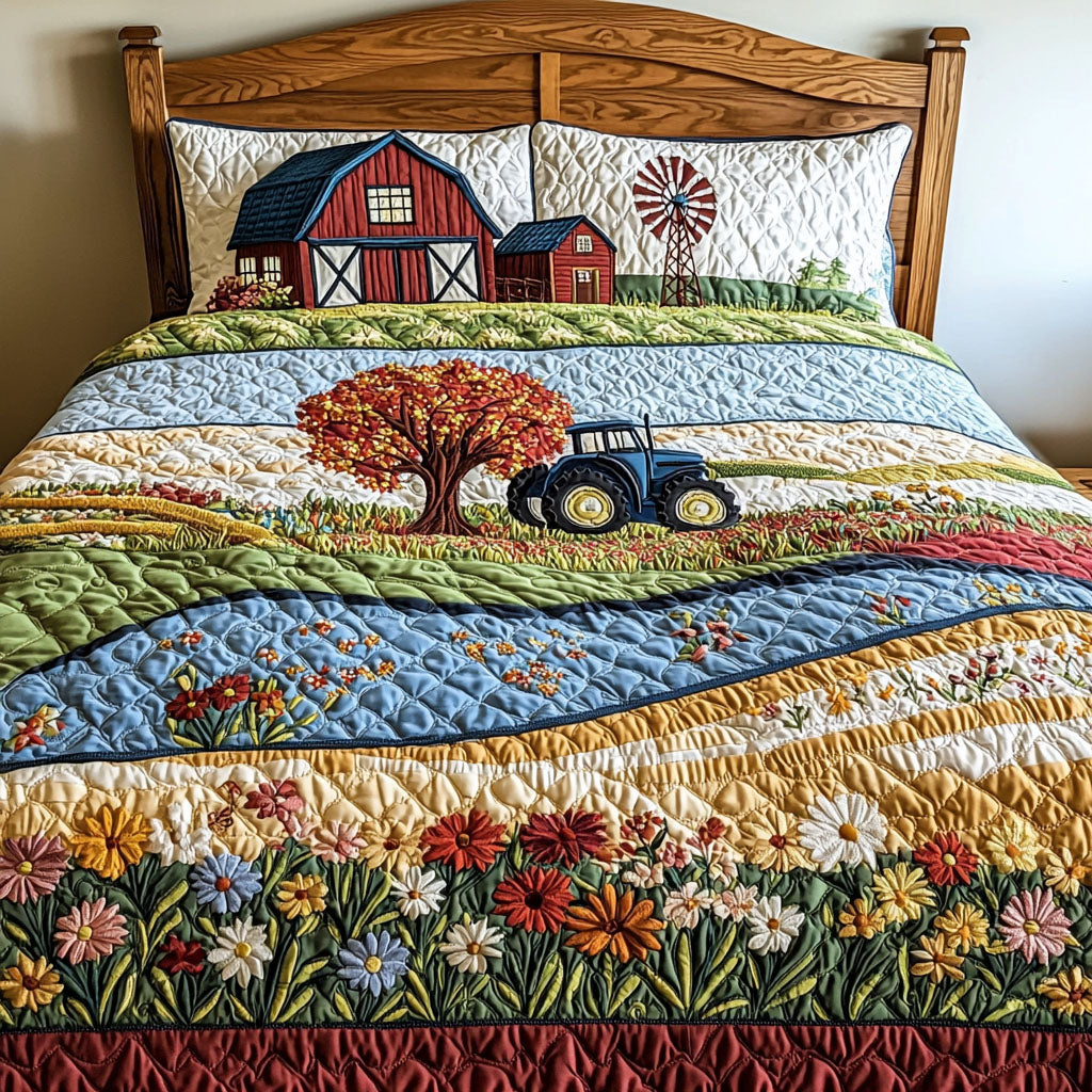Tractor Journey Quilted Bedding Set Duvet Cover Bed Sheet Set Themd Tractor Gifts Farmer Tractor Journey Quilted Bedding Set Duvet Cover Bed Sheet Set Themd Tractor Gifts Farmer