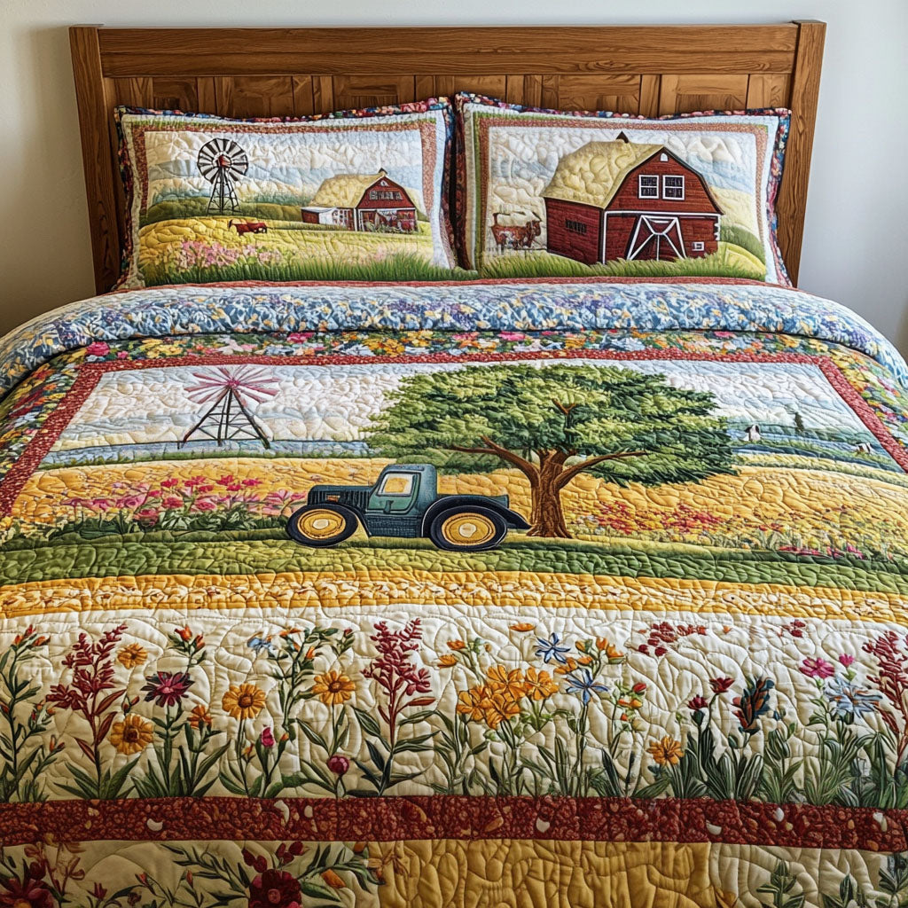 Tractor Sunrise Quilted Bedding Set Duvet Cover Bed Sheet Set Best Gifts For Tractor Lovers Tractor Sunrise Quilted Bedding Set Duvet Cover Bed Sheet Set Best Gifts For Tractor Lovers