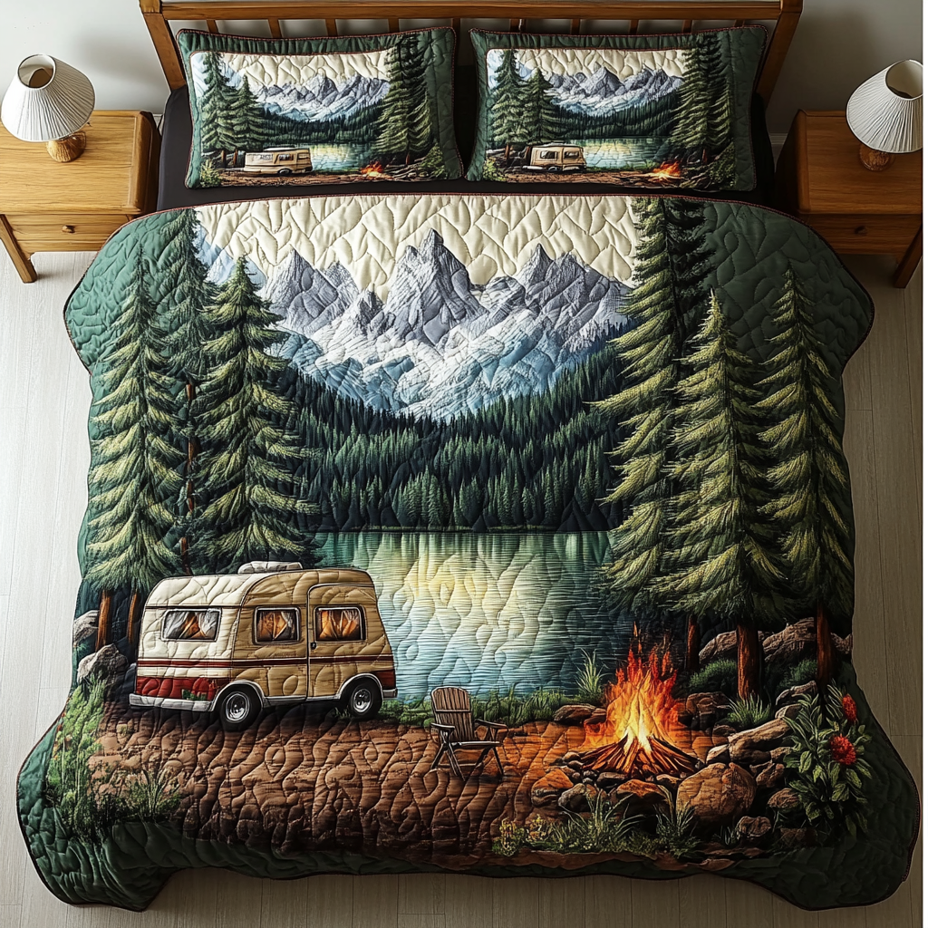 Trail Adventure Quilted Bedding Set Duvet Cover Bed Sheet Set Gifts For People Who Like Camping Trail Adventure Quilted Bedding Set Duvet Cover Bed Sheet Set Gifts For People Who Like Camping
