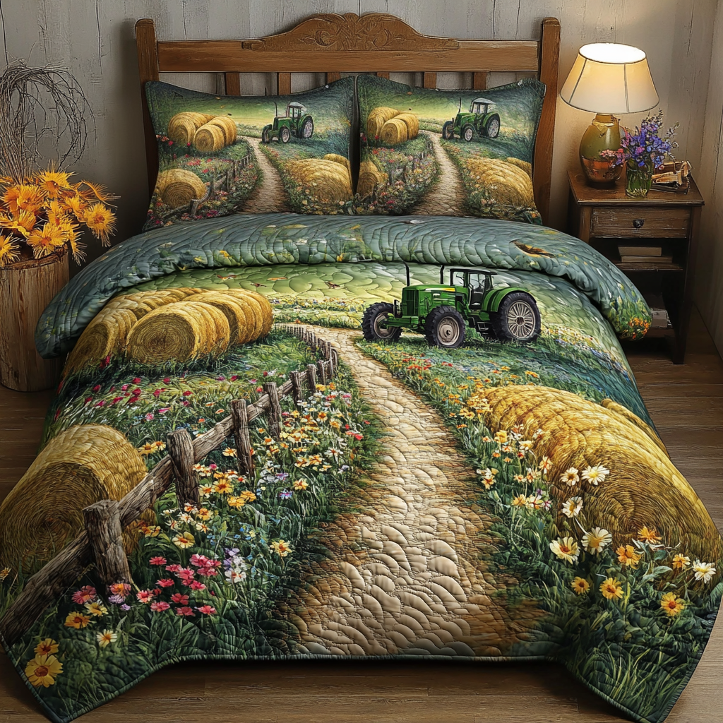 Tranquil Fields Quilted Bedding Set Duvet Cover Bedspread Themd Tractor Gifts Farmer Tranquil Fields Quilted Bedding Set Duvet Cover Bedspread Themd Tractor Gifts Farmer