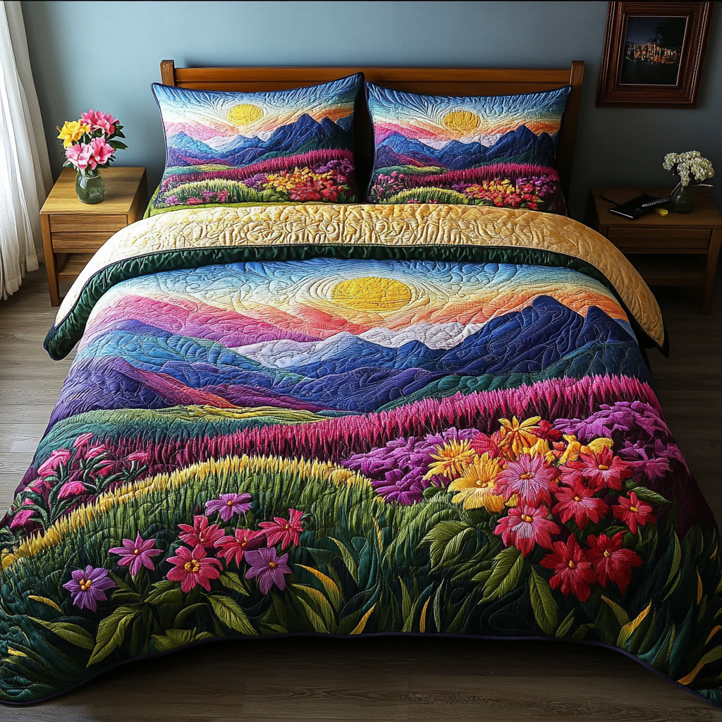 Tranquil Horizon Quilted Bedding Set Duvet Cover Bedspread Presents For Flower Lovers Tranquil Horizon Quilted Bedding Set Duvet Cover Bedspread Presents For Flower Lovers