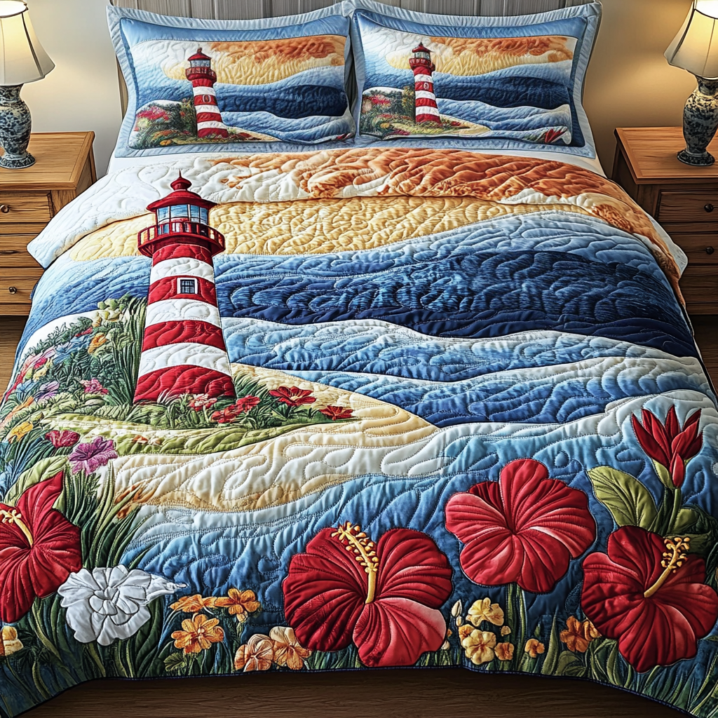 Tranquil Lighthouse Quilted Bedding Set Duvet Cover Bedspread Gifts For Lighthouse Lovers Tranquil Lighthouse Quilted Bedding Set Duvet Cover Bedspread Gifts For Lighthouse Lovers