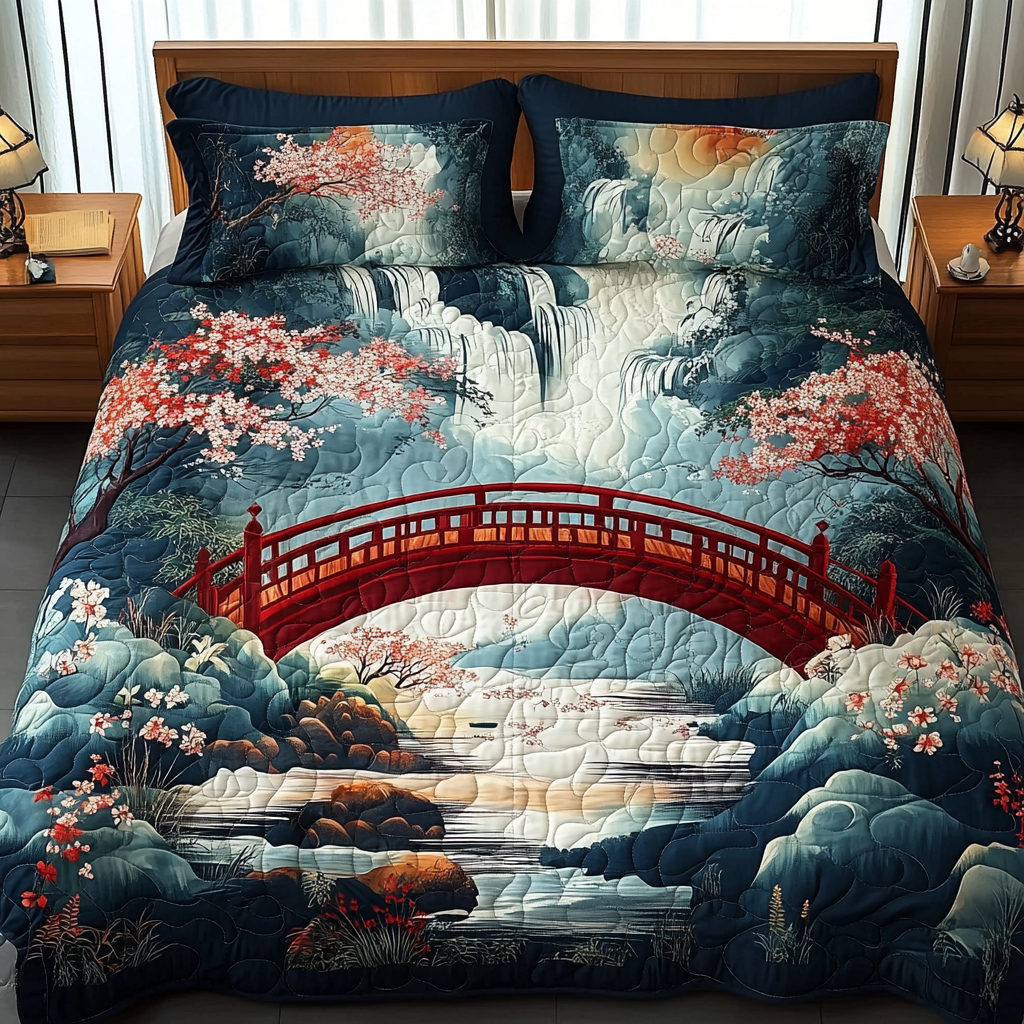 Tranquil Sakura Quilted Bedding Set Duvet Cover Bed Sheet Set Christmas Gift For Girlfriend Tranquil Sakura Quilted Bedding Set Duvet Cover Bed Sheet Set Christmas Gift For Girlfriend