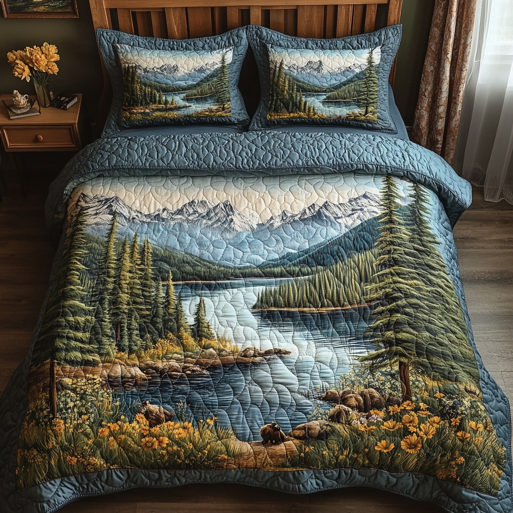 Tranquil Shores Quilted Bedding Set Duvet Cover Bedspread Christmas Gift For Grandma