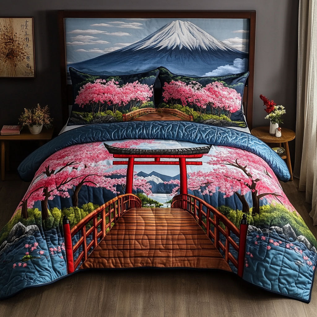 Tranquil Torii Quilted Bedding Set Duvet Cover Bed Sheet Set Fuji Mountain Japanese Gifts Tranquil Torii Quilted Bedding Set Duvet Cover Bed Sheet Set Fuji Mountain Japanese Gifts