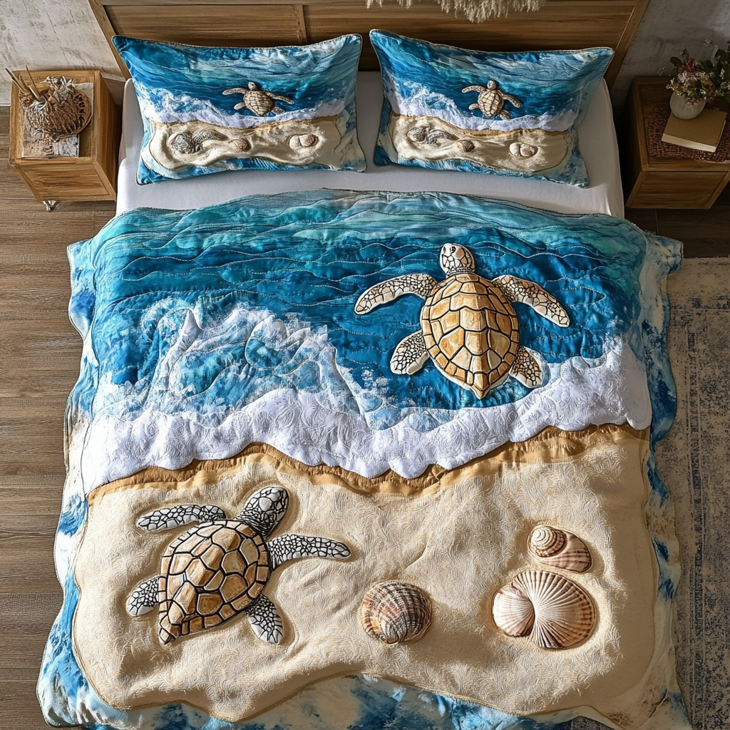 Tranquil Turtle Quilted Bedding Set Duvet Cover Bed Sheet Set Gift Ideas For Sea Turtle Lovers Tranquil Turtle Quilted Bedding Set Duvet Cover Bed Sheet Set Gift Ideas For Sea Turtle Lovers
