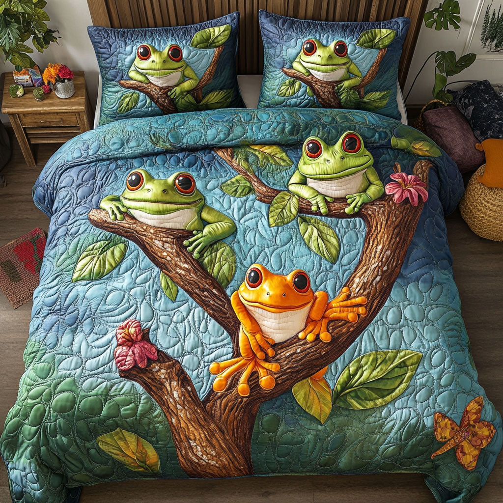 Treehouse Tribe Quilted Bedding Set Duvet Cover Bed Sheet Set Frog Items For Gifts Treehouse Tribe Quilted Bedding Set Duvet Cover Bed Sheet Set Frog Items For Gifts