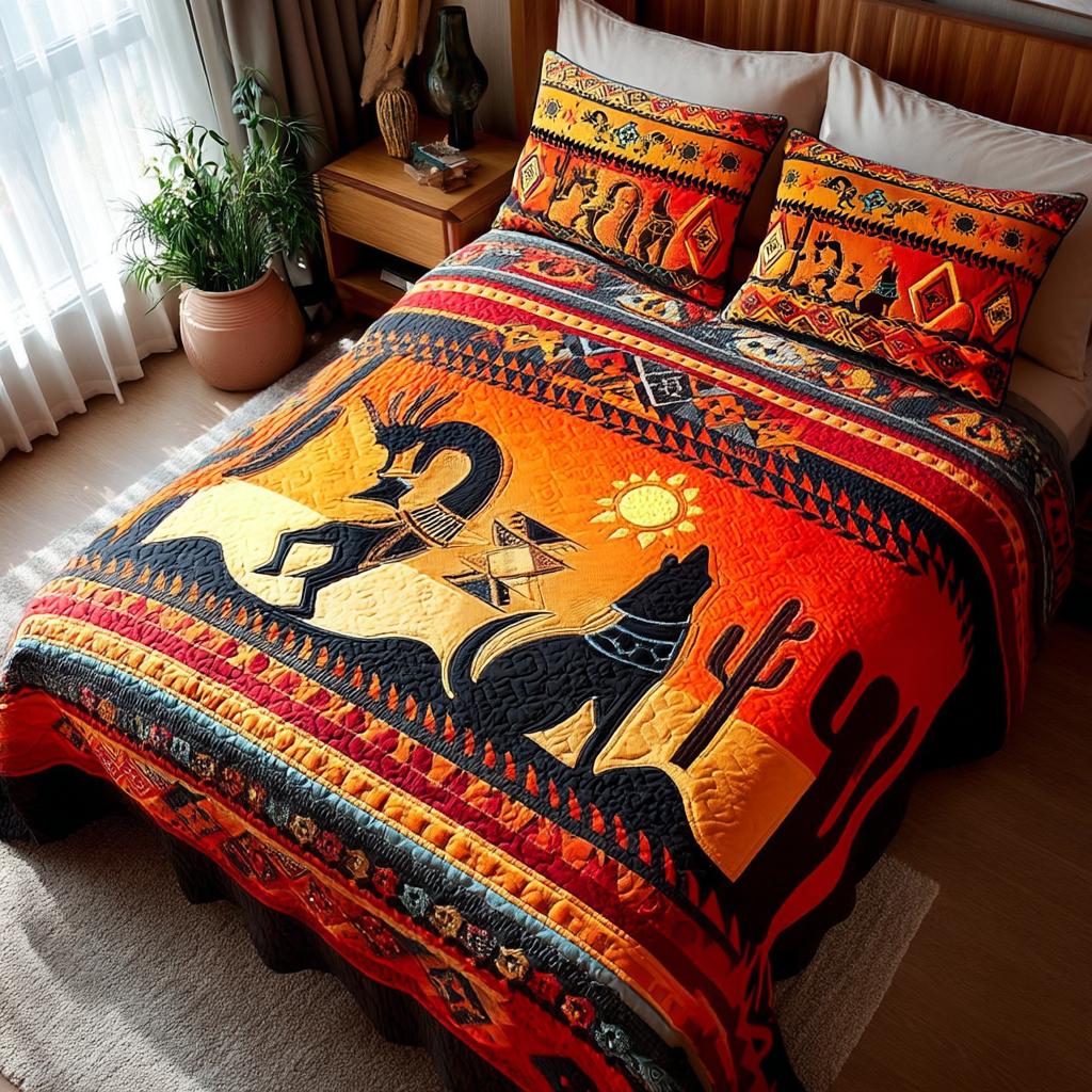 Tribal Harmony Quilted Bedding Set Duvet Cover Bed Sheet Set Native Buffalo Bison Merchandise