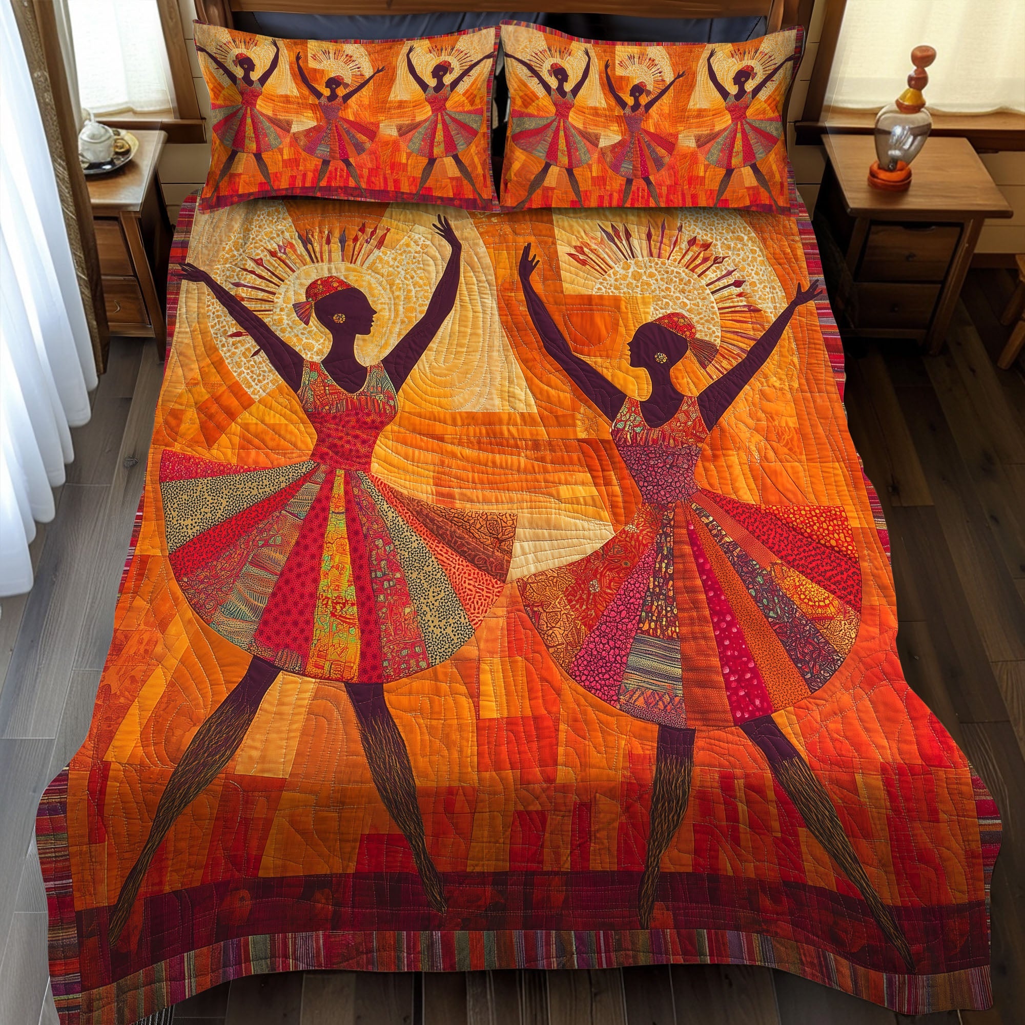 Tribal Rhythm Quilted Bedding Set Duvet Cover Merch Native American Presents For Her