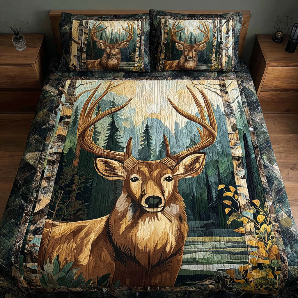 Trophy Stag Quilted Bedding Set Duvet Cover Bed Sheet Set Top Gifts For Deer Hunters Trophy Stag Quilted Bedding Set Duvet Cover Bed Sheet Set Top Gifts For Deer Hunters