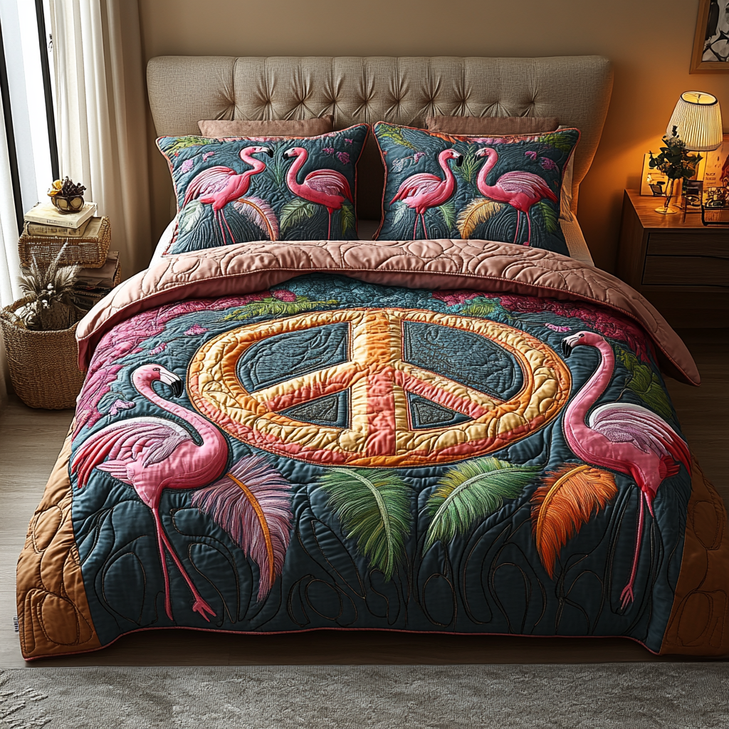 Tropical Flamingo Love Quilted Bedding Set Duvet Cover Bedspreads Great Flamingo Themed Gifts Tropical Flamingo Love Quilted Bedding Set Duvet Cover Bedspreads Great Flamingo Themed Gifts