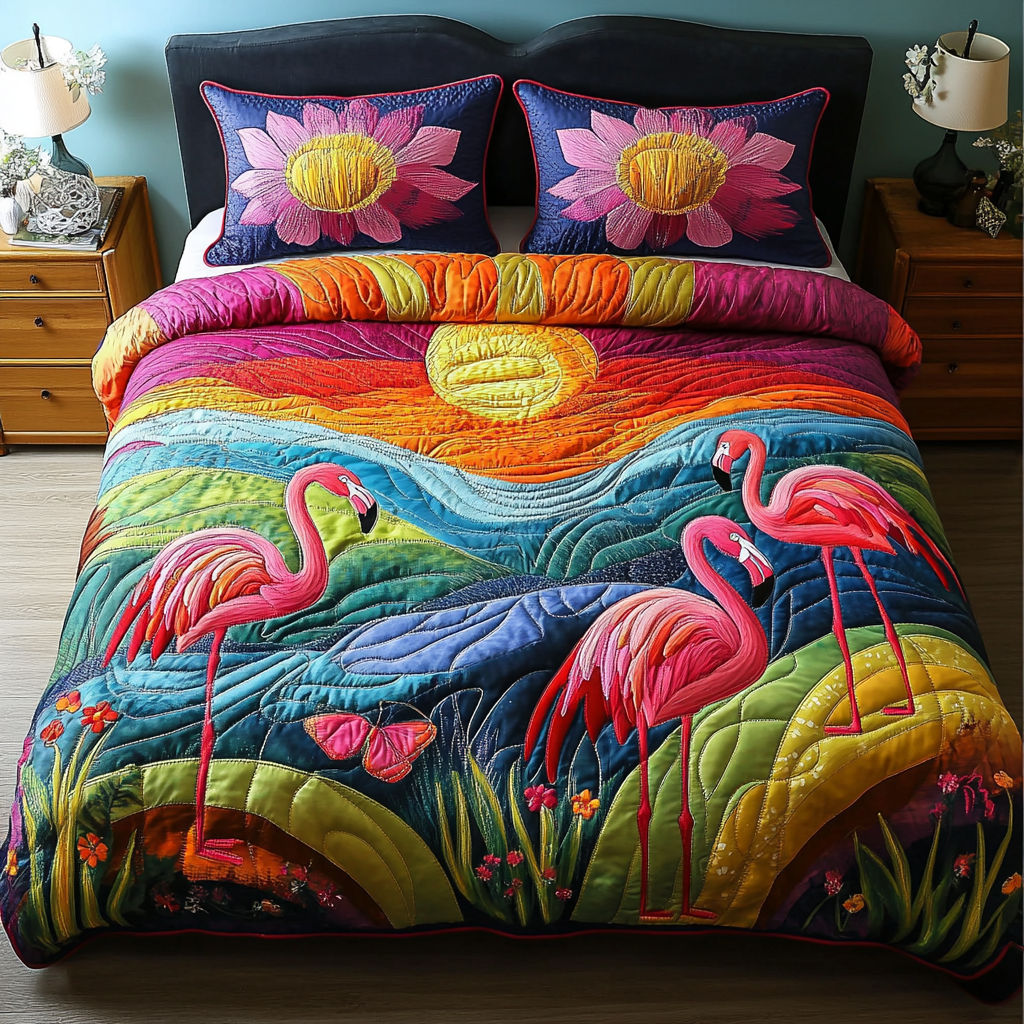 Tropical Flamingo Quilted Bedding Set Duvet Cover Bedspread Themed Flamingo Presents Tropical Flamingo Quilted Bedding Set Duvet Cover Bedspread Themed Flamingo Presents