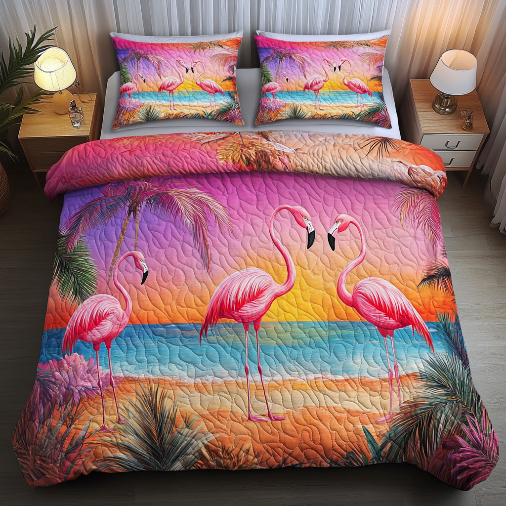 Tropical Flight Quilted Bedding Set Duvet Cover Bedspread Unique Pink Flamingo Gifts Tropical Flight Quilted Bedding Set Duvet Cover Bedspread Unique Pink Flamingo Gifts