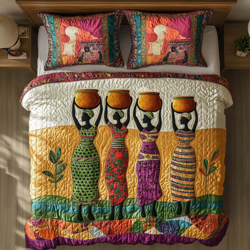 Tropical Radiance Line Quilted Bedding Set Duvet Cover Merch Melanin African American Gifts Stuff
