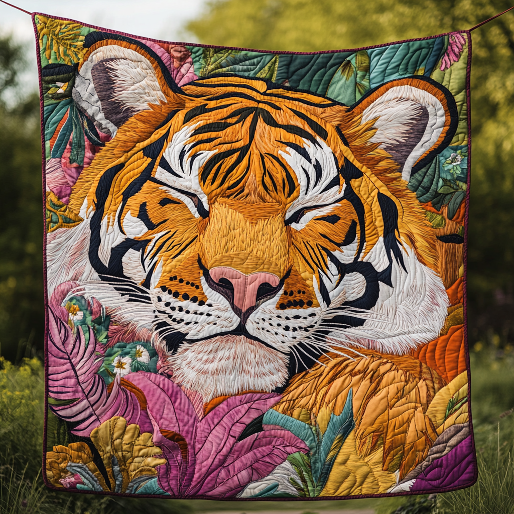 Tropical Roar Quilted Blanket Cute Colorful Blanket Tiger Christmas Gifts Tropical Roar Quilted Blanket Cute Colorful Blanket Tiger Christmas Gifts