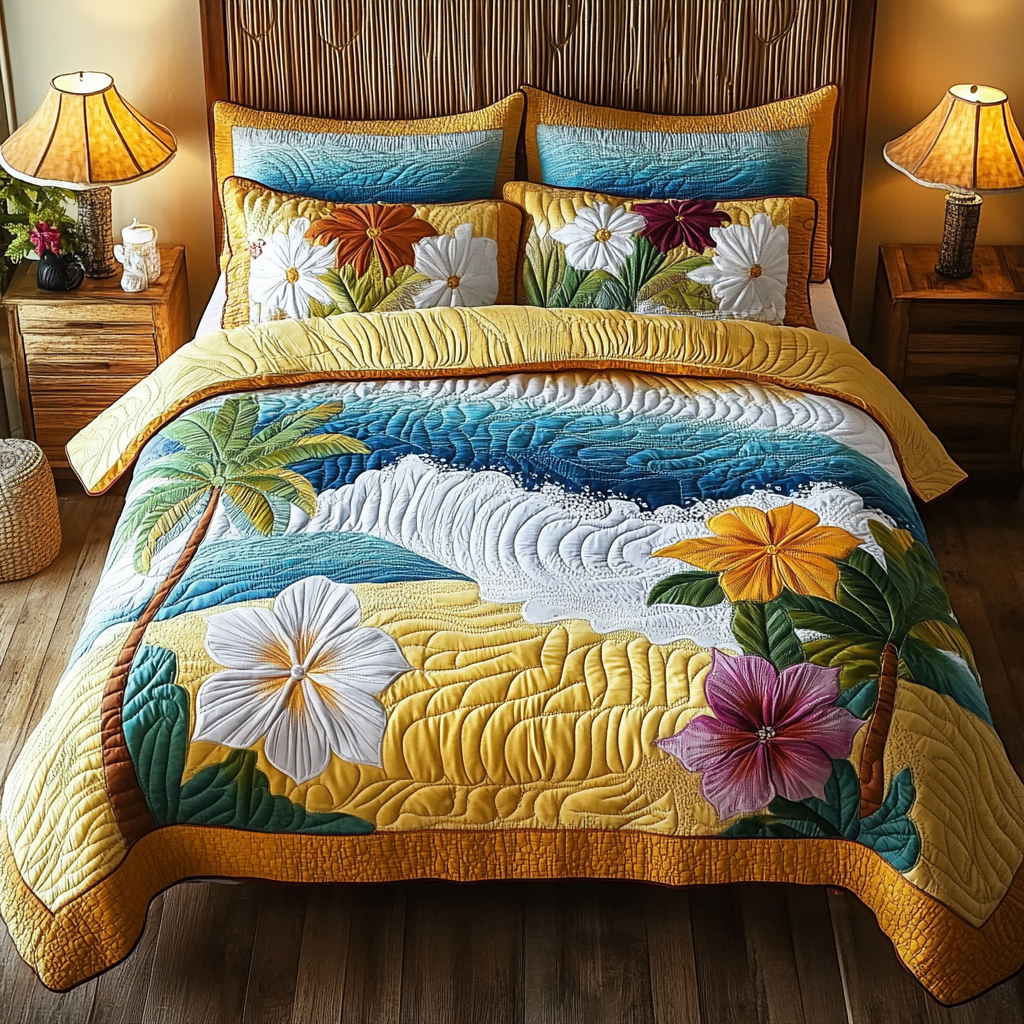 Tropical Shore Quilted Bedding Set Duvet Cover Bed Sheet Set Christmas Gifts For The Beach Lover Tropical Shore Quilted Bedding Set Duvet Cover Bed Sheet Set Christmas Gifts For The Beach Lover