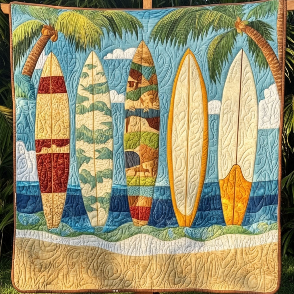 Tropical Surf Vibes Quilted Blanket Sofa Throw Blanket Gift For Beach Lover Tropical Surf Vibes Quilted Blanket Sofa Throw Blanket Gift For Beach Lover