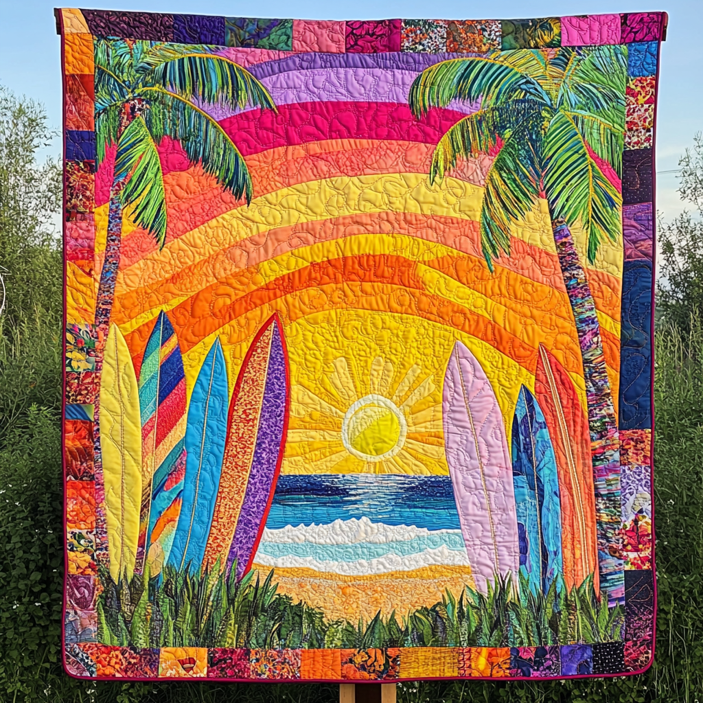 Tropical Surfboards Quilted Blanket Cute Colorful Blanket Best Gifts For Ocean Lovers Tropical Surfboards Quilted Blanket Cute Colorful Blanket Best Gifts For Ocean Lovers
